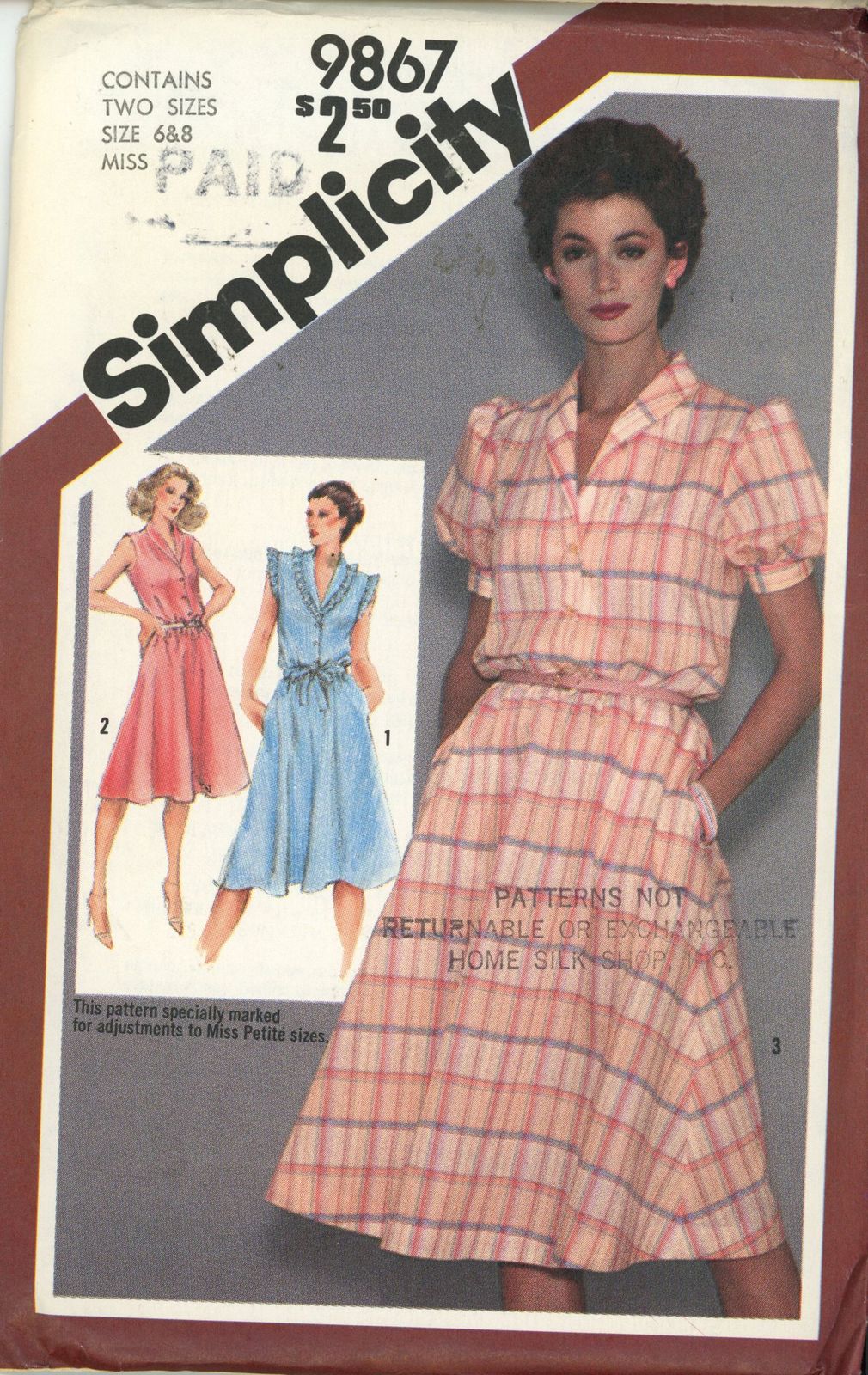 Simplicity 9867 Flared Dress with Shawl Collar Vintage Size 6, 8, 10 ...