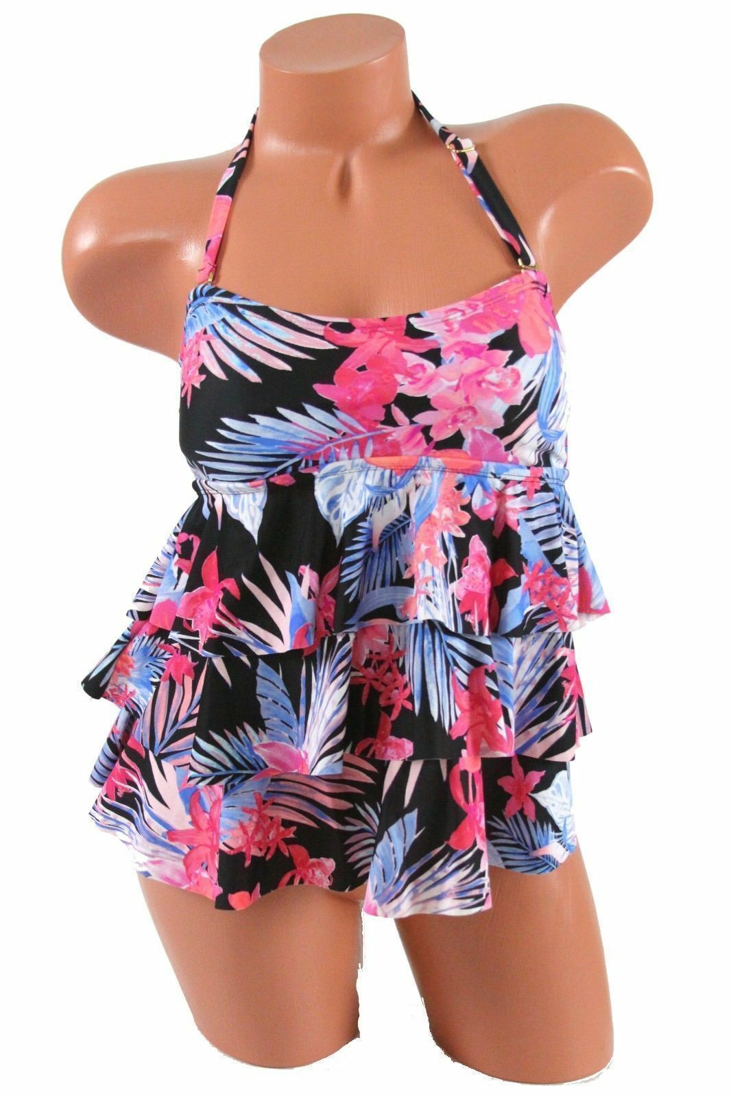 Island Escape Tropical Muti-Color Tiered Tankini Swimsuit Top NWT ...