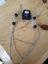 1238 Silver W/ Black Beads Necklace Set (New) - $8.58