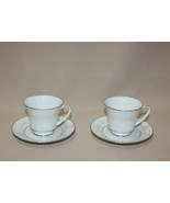 2 Cups &amp; Saucers Coffee Tea Noritake Cumberland White Flowers Platinum 2225 - $10.84