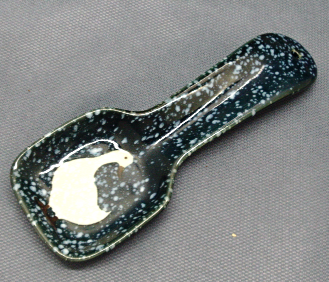 Vintage Blue Speckled White Duck Ceramic Spoon Rest ...