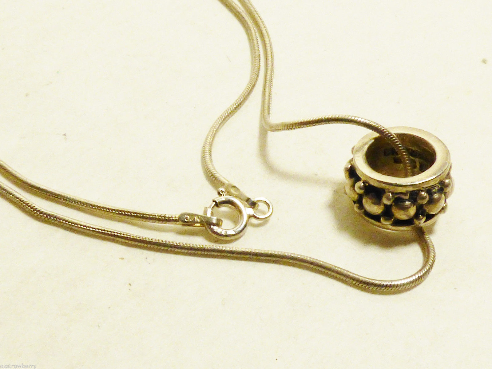 VTG Signed Sterling silver 925 Ring Barrel bead slide charm pendant