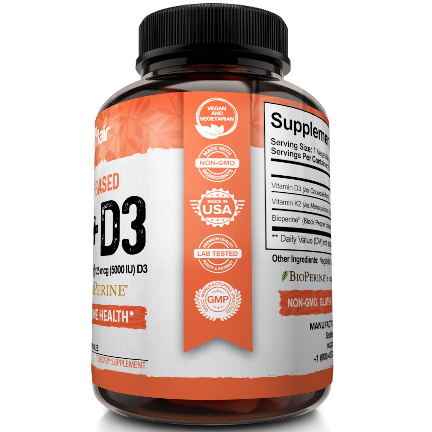 NutriFlair Vitamin K2 + D3 with Bioperine 90 Capsules Vitamins