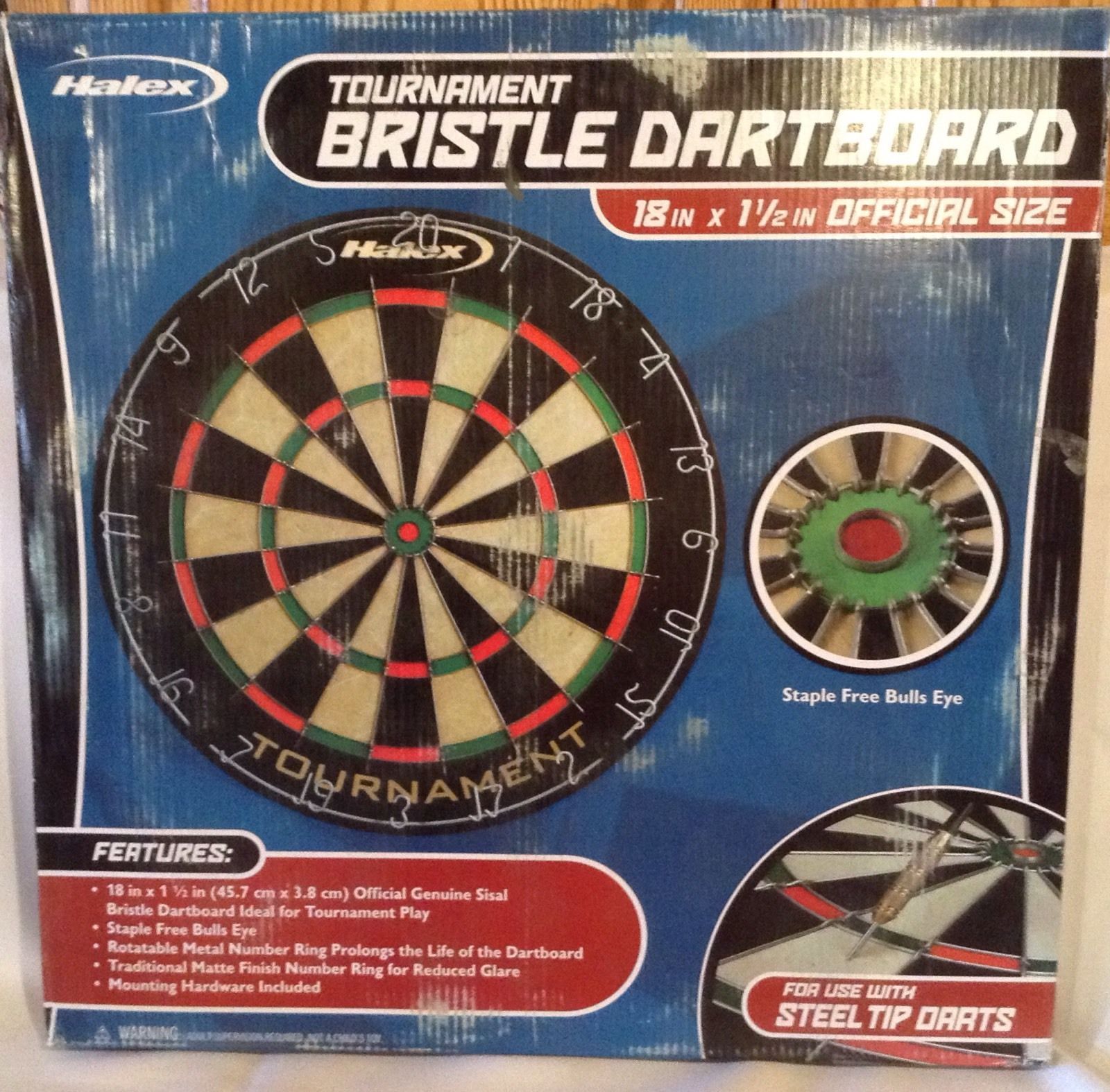 Halex Bristle Tournament Dart Board NEW IN BOX Official Size 18"x 1 1/2