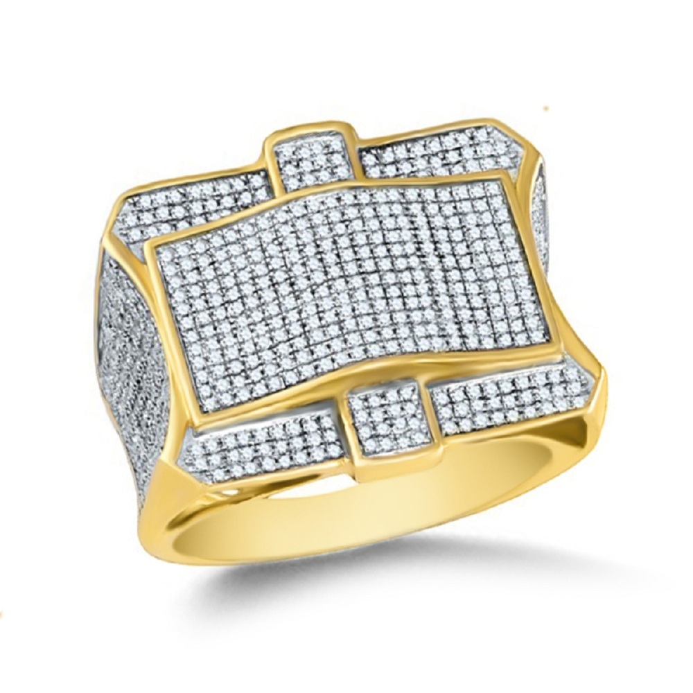 11/4Ct Round Cut White CZ Diamond 14k Yellow Gold Plated Men`s Wedding Ring