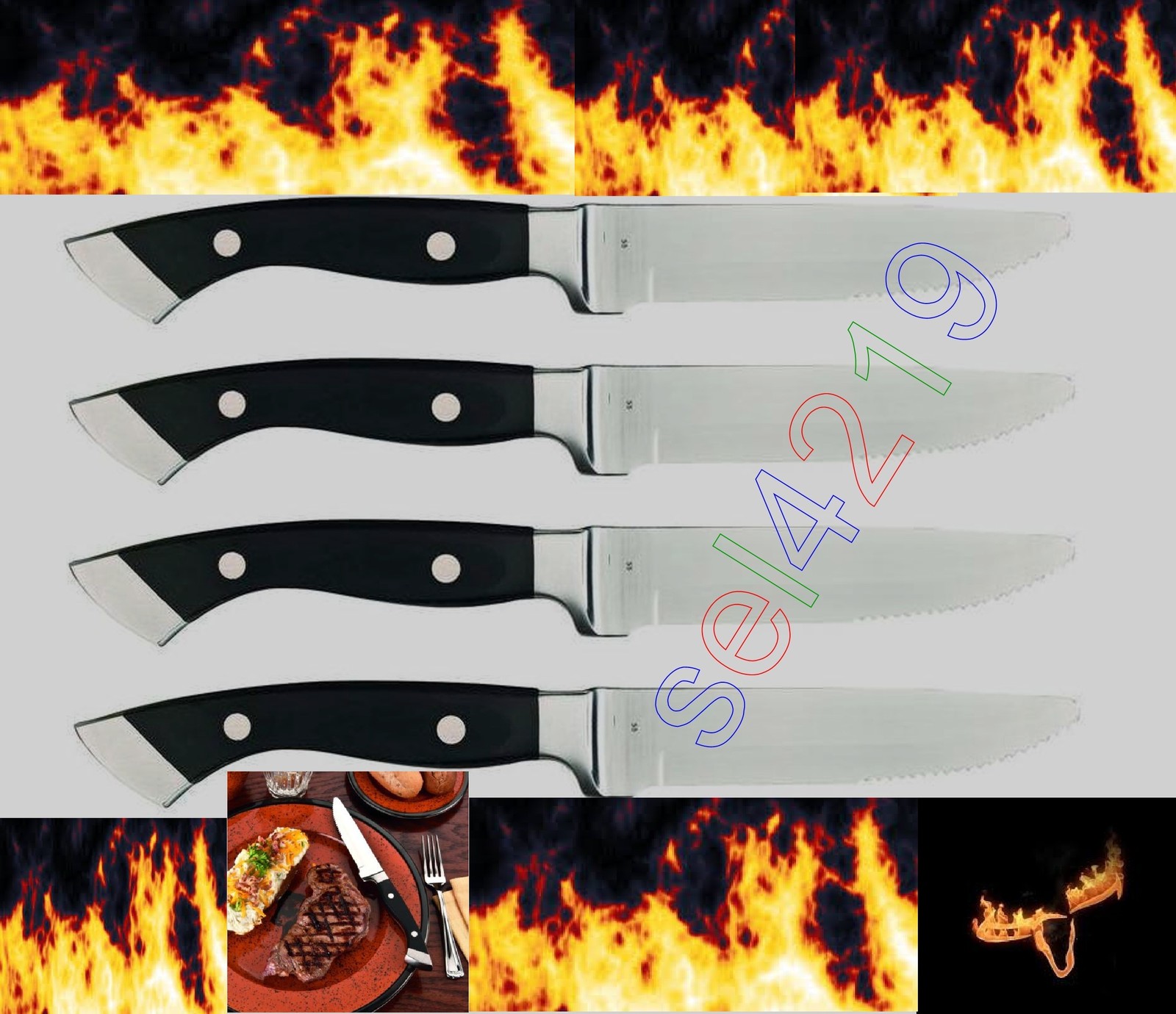 Longhorn Steakhouse Steak Knives 4 Knife Set BBQ Kitchen Dining Chop Camping New ...1600 x 1380