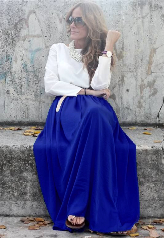 Длинные юбки голубого цвета