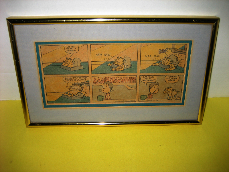 COLLECTIBLE VINTAGE "GARFIELD FRAMED COMIC NEWSPAPER STRIP", Copyright