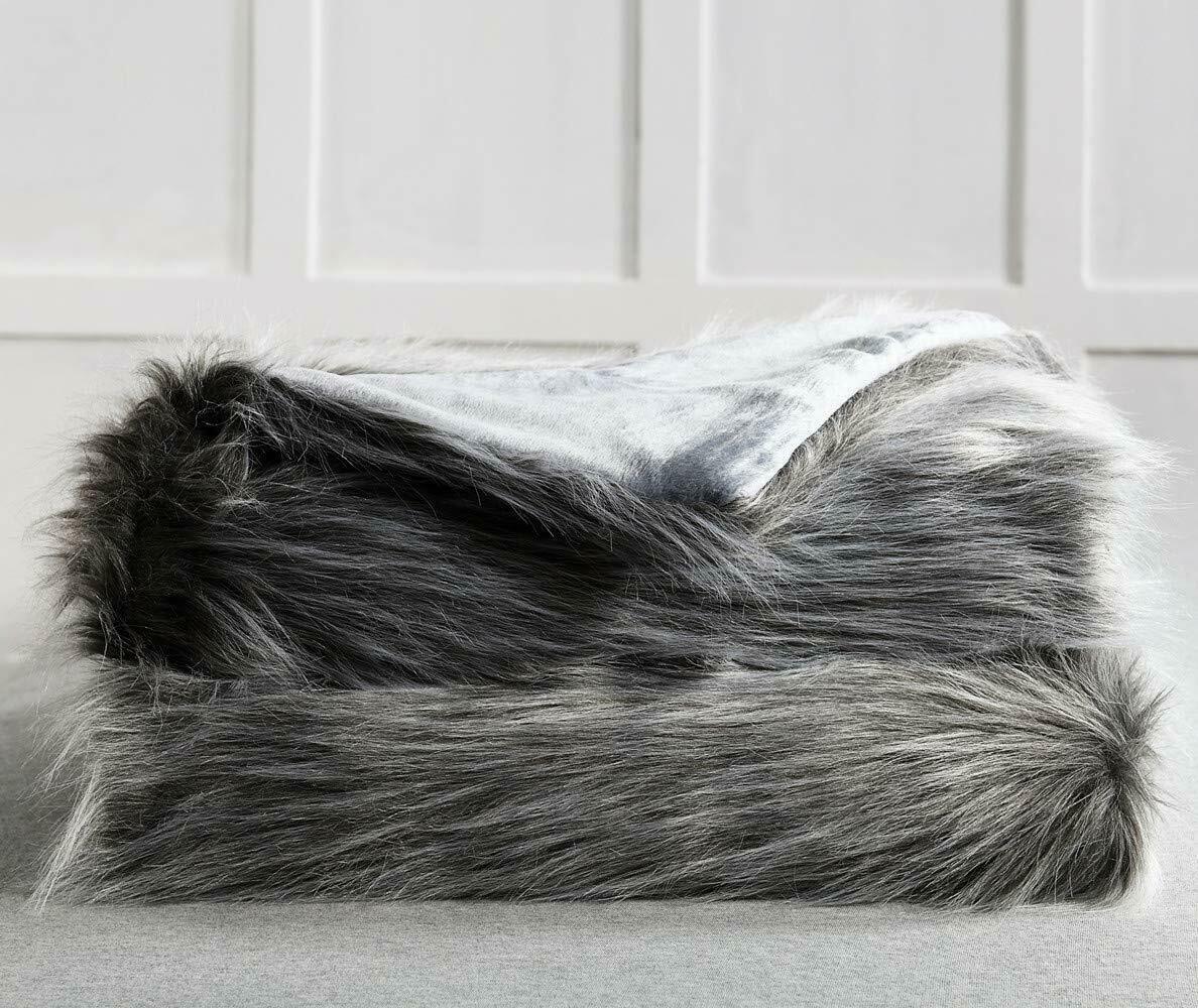 Nice Faux Fur Plush Blanket Elegant Fluffy Luxury Gray Cozy Warm Winter Blanket Blankets & Throws