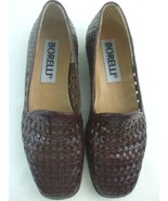 Borelli Women&#39;s 6.5 M Brown Weave Leather Shoes Flats Loafer Made in Bra... - $24.70