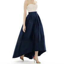 BLACK High-low Skirt A-line Black Taffeta Skirt Pleated High-Low Skirt Outfit image 2