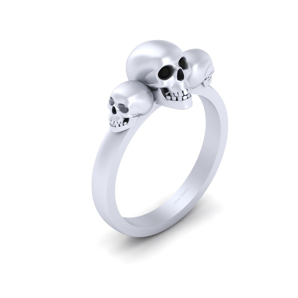 0.03tcw Natural Black Diamond Skull Wedding Ring Spooky Geeky Pirates Skull Ring
