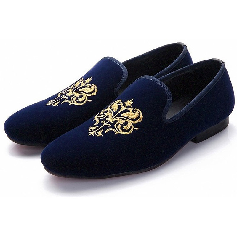 Handmade men royal blue velvet loafer, men leather shoes, petal ...