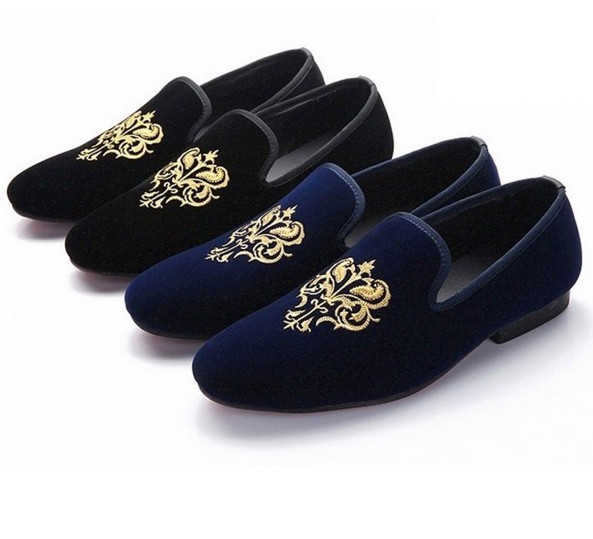 Handmade men royal blue velvet loafer, men leather shoes, petal ...