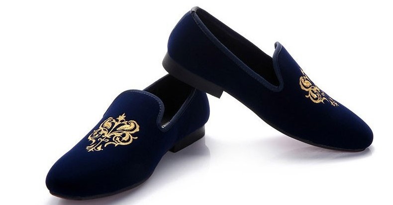 Handmade men royal blue velvet loafer, men leather shoes, petal ...