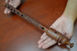 handmade CARVED WOOD flute 16&quot; #F-301 - $15.00
