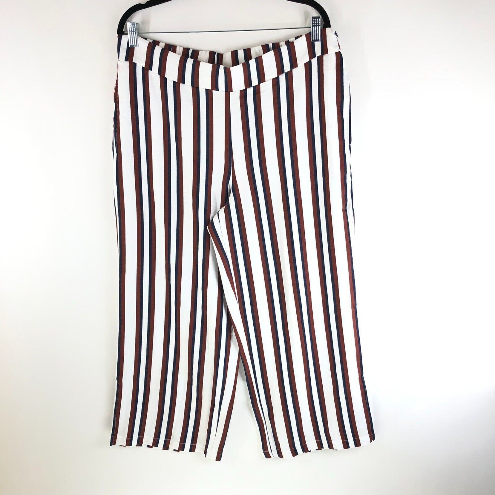 Brooke Shields Timeless Pull-on Pants Wide-leg Side Slits Striped ...