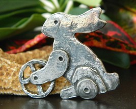 Vintage steampunk easter bunny rabbit pin brooch figural silvertone thumb200