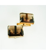 Sterling Smoky Topaz Cufflinks 30ct faceted stones gold over silver cuff... - $225.00