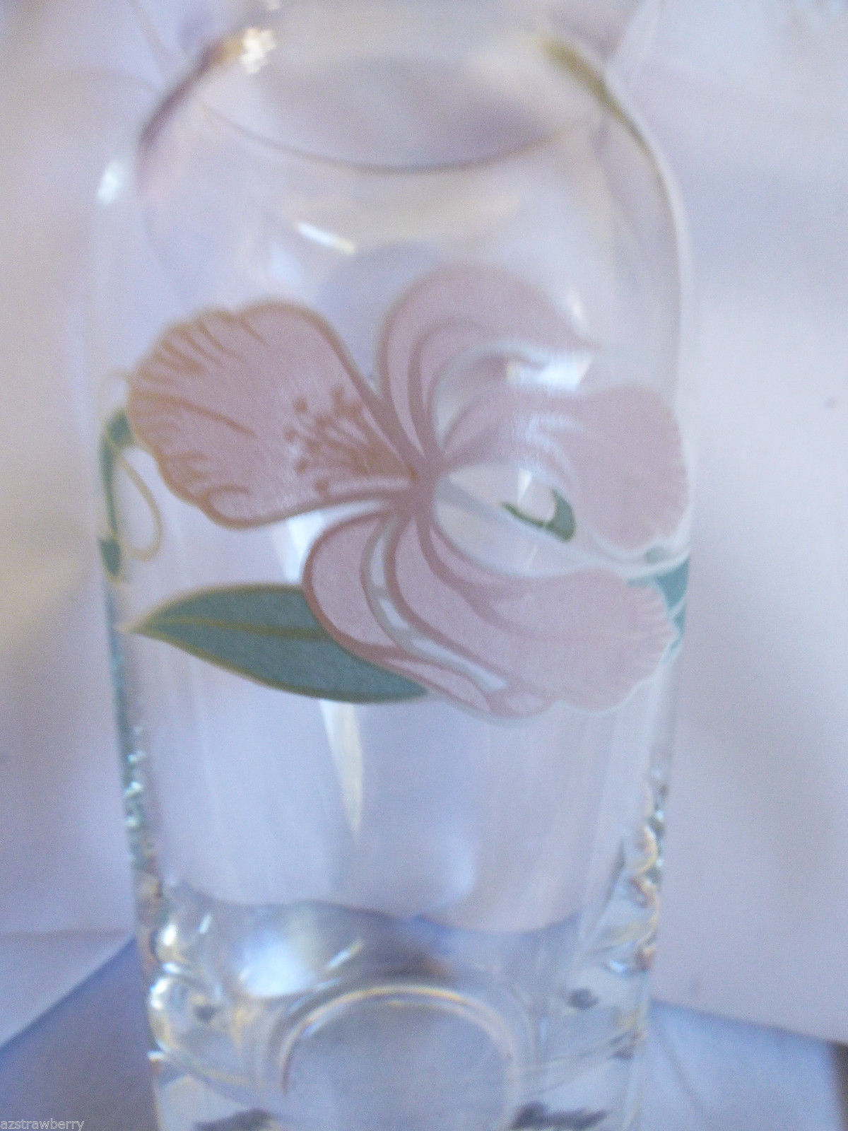 Vintage Czech Bohemian Crystal Clear Glass Bud Vase Pink Orchard