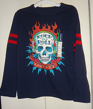 Cherokee  Blue  Skull Long Sleeve Top Rock and Roll Size M 8-10  NWT - $9.09