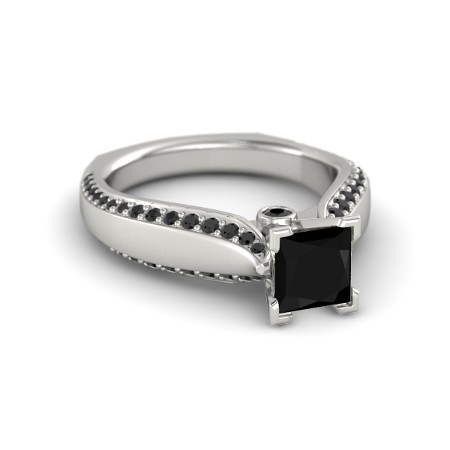 2Ct Princess Black Sim Diamond 14K White Gold Fn Disney Jasmine Engagement Ring