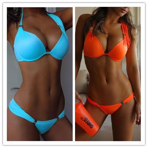 Image of Women Low Waist Push up Swimwear Bathing Suit Halter Bikini Plus size XS/S/M/L