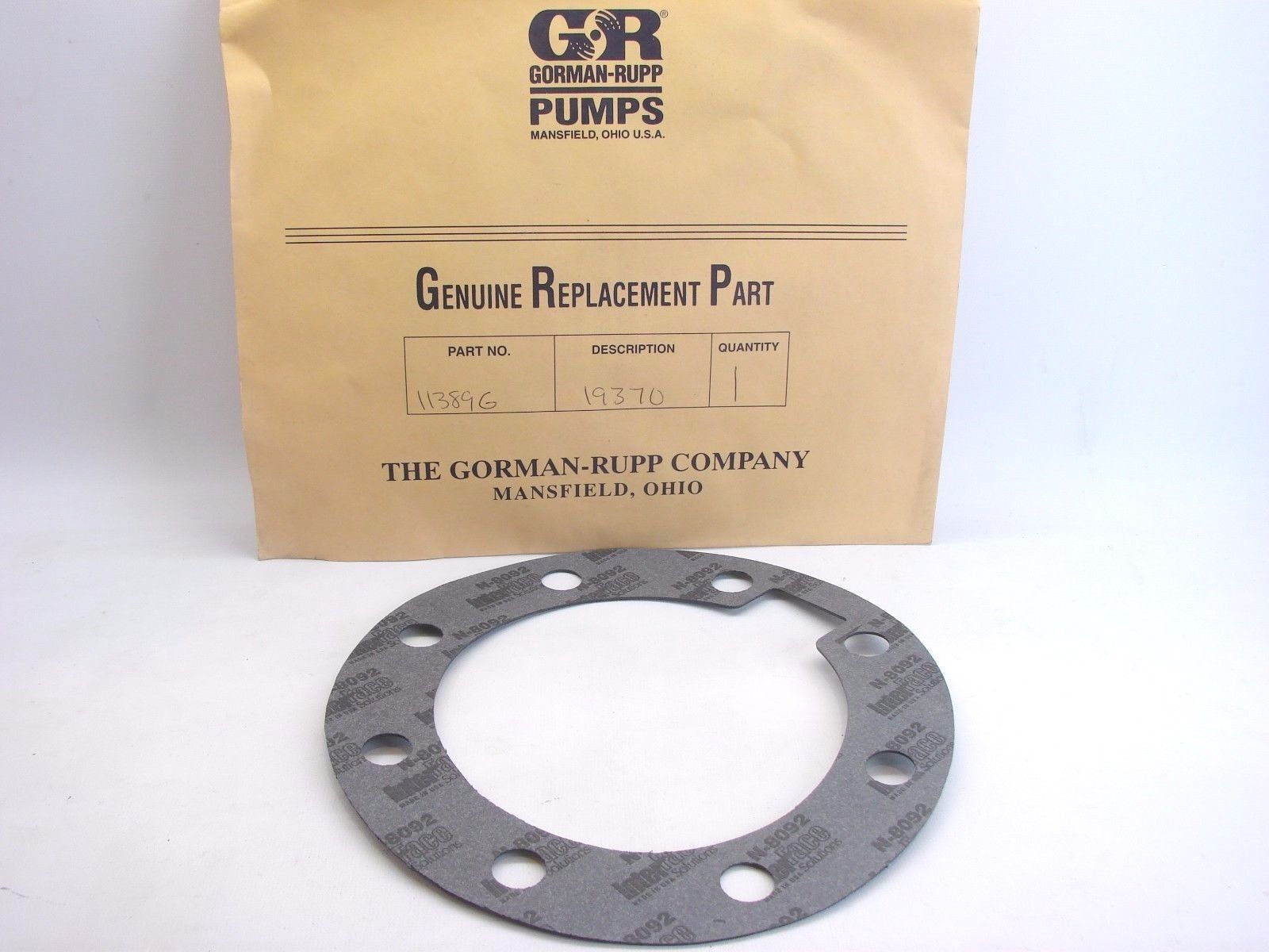 GormanRupp 11389G Suction Flange Gasket NEW 19370 Genuine Replacement