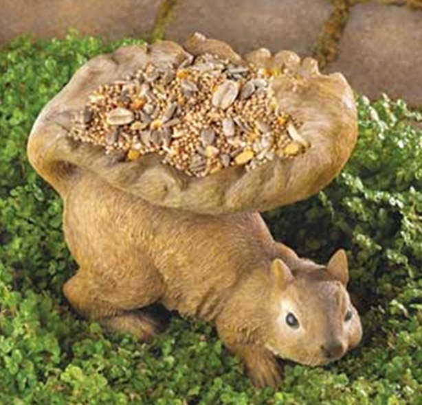 Bird Feeder with helping Squirrel resin Seed Feeders