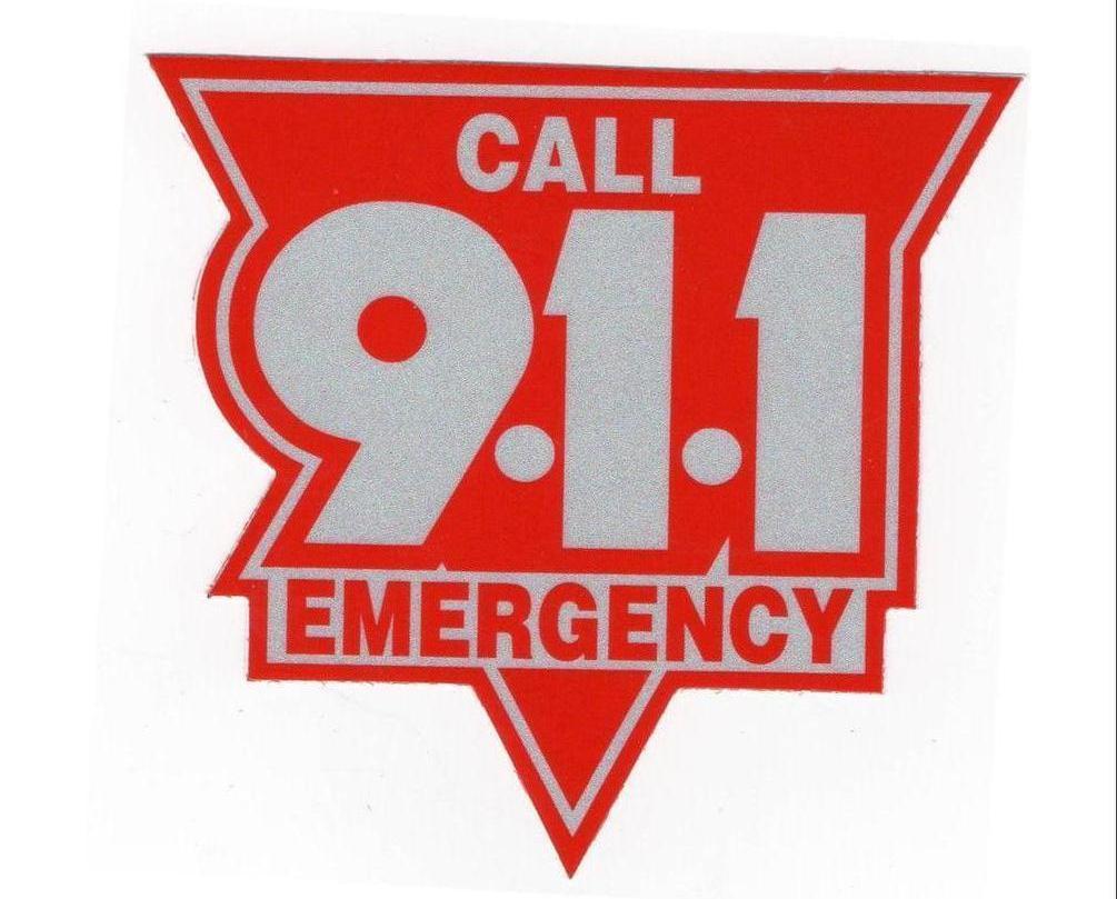 EMERGENCY CALL 911 HIGHLY REFLECTIVE VEHICLE DECAL 10/" RED AND SILVER