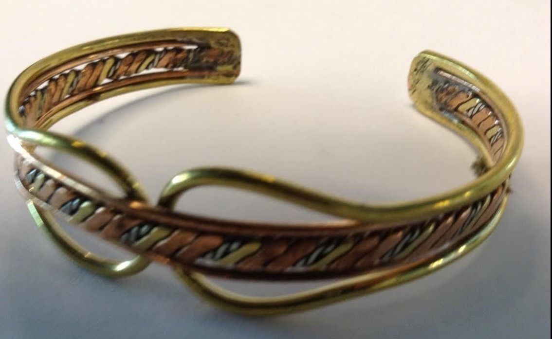 Artisan Cuff Bangle Bracelets Braided Brass & Copper Silver Alloy