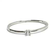 SOLID 18K WHITE GOLD RING, MINI SOLITAIRE WITH CUBIC ZIRCONIA WIRE ROUND TUBE image 1