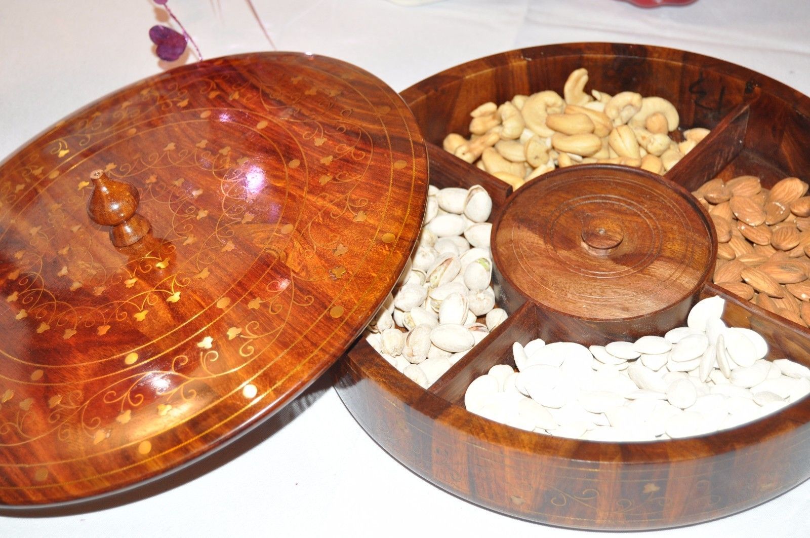 Dry fruit tray/kitchen decorative wooden trays housewarming gift USA