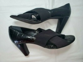 Franco Sarto Open Toe Leather Womens Shoes Size 7.5 M Black - $24.65