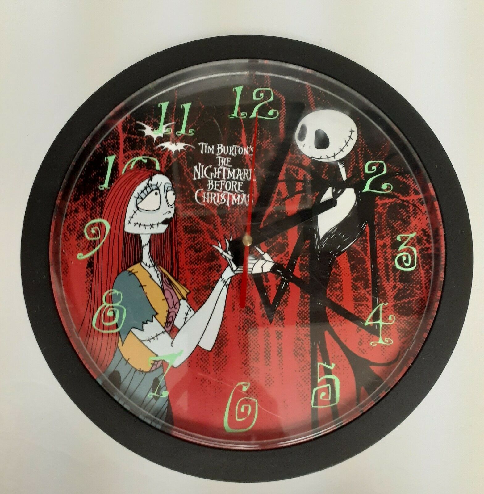 Primary image for Tim Burton Nightmare Before Christmas Quartz Wall Clock Jack and Sally 11"