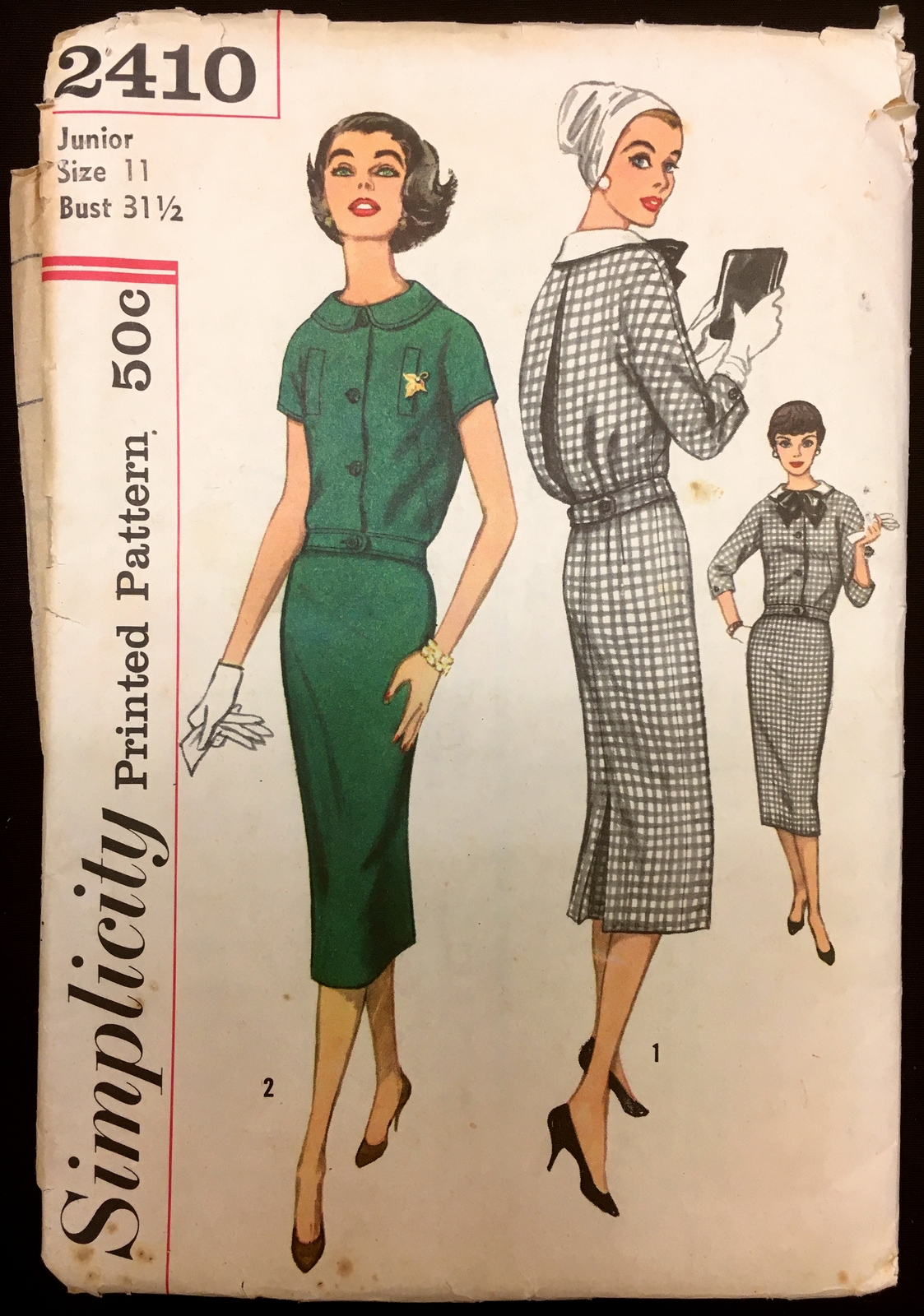 Vintage 1950s Simplicity 3387 Fitted Dress Sewing Pattern Size 16 Bust 34