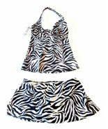 Swim Systems Moonlight Zebra Halter Tankini Swimsuit Sz 32DD/M NWT$134 - £72.65 GBP