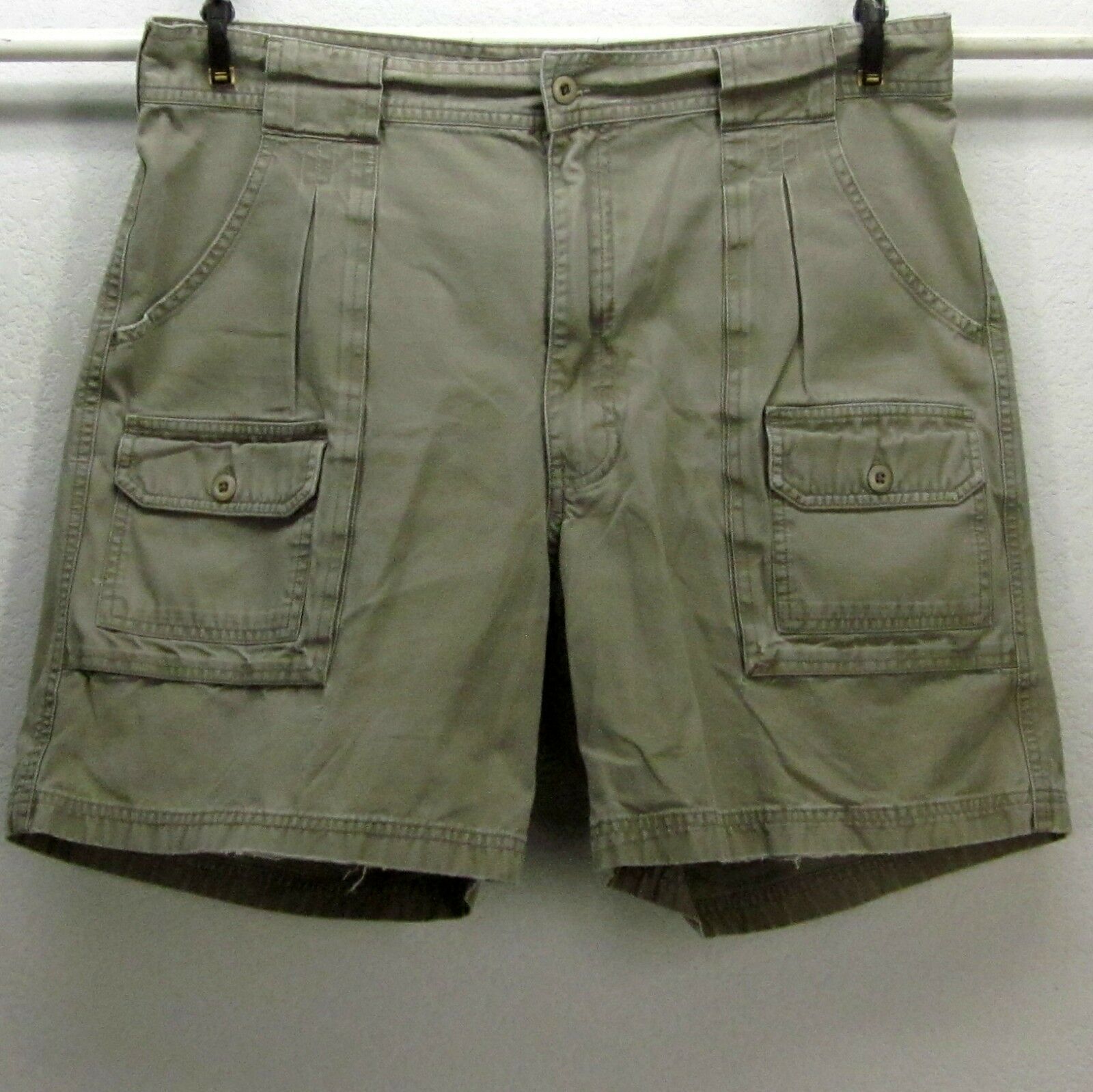Cabelas 7-Pocket Hiker Khaki Cargo Shorts Sz W36 100% Cotton Hiking ...