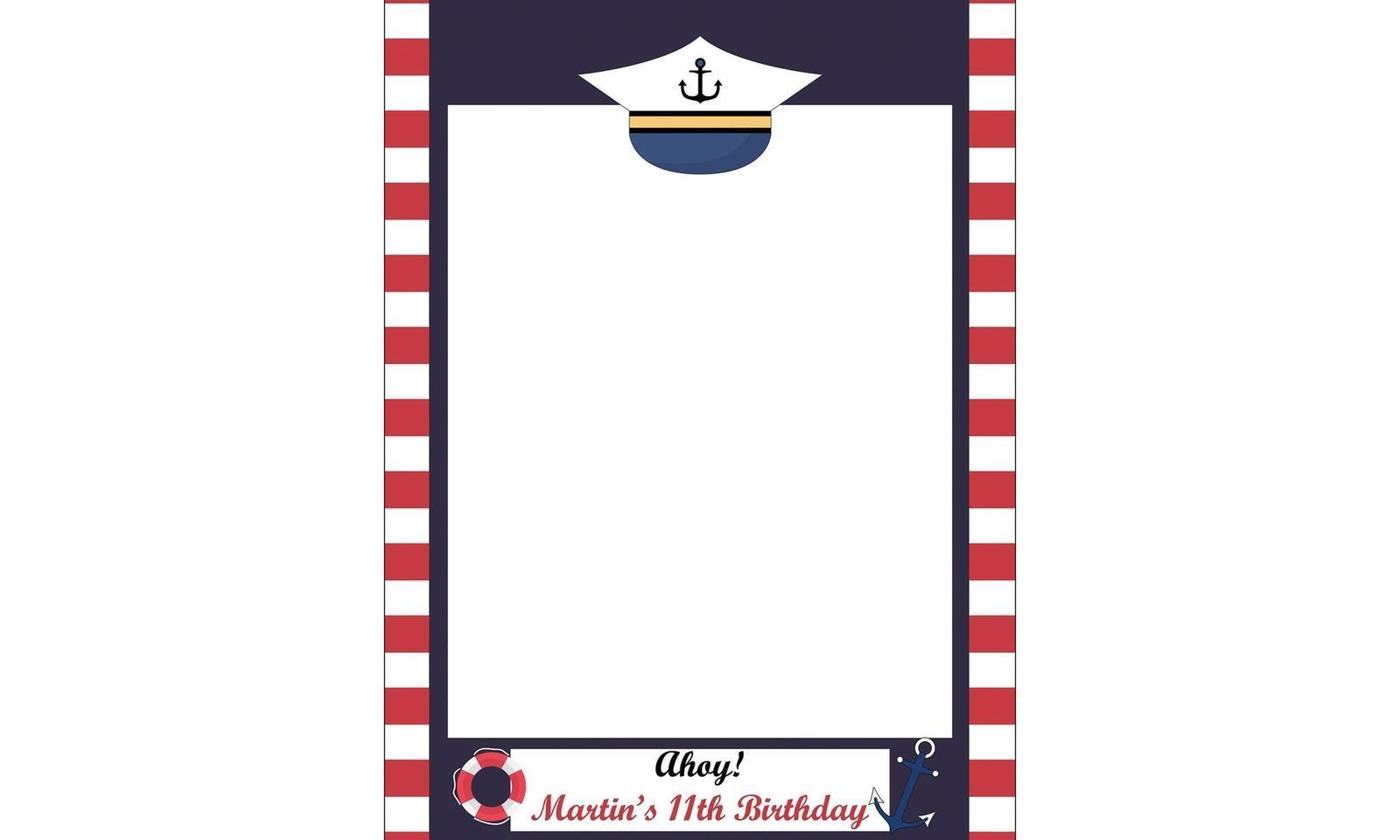 Nautical Sea Selfie Frame Custom Sailor Navy Theme Photo Booth Prop