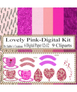 Lovely Pink Digital Kit-Digtial Paper-Art Clip-Gift Tag-Jewelry-T shirt-... - $2.50