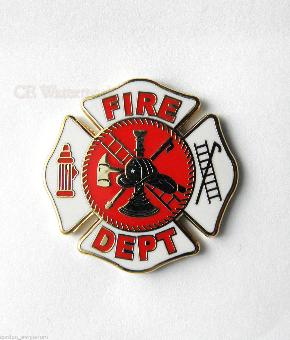 USA FIREFIGHTER FIRE DEPT MEDALLION SHIELD LAPEL PIN BADGE 1 INCH ...