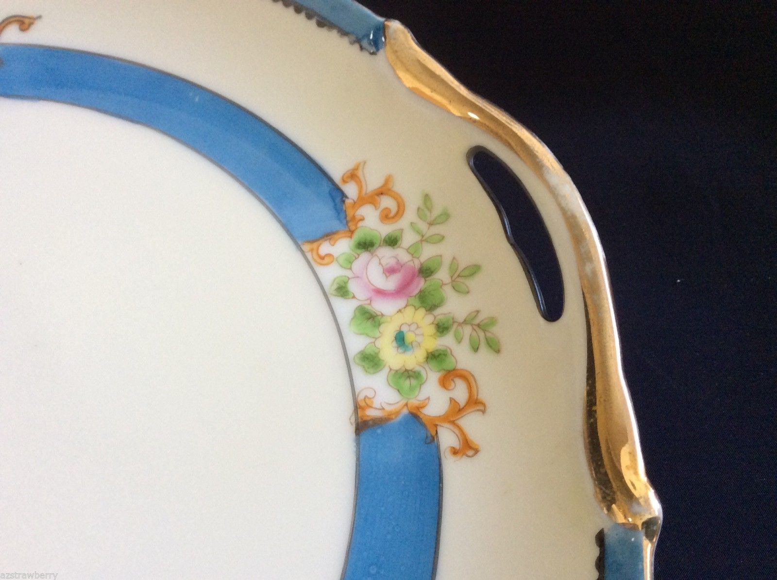 Vintage Antique Noritake M Plate platter with Gold Gold trim handles