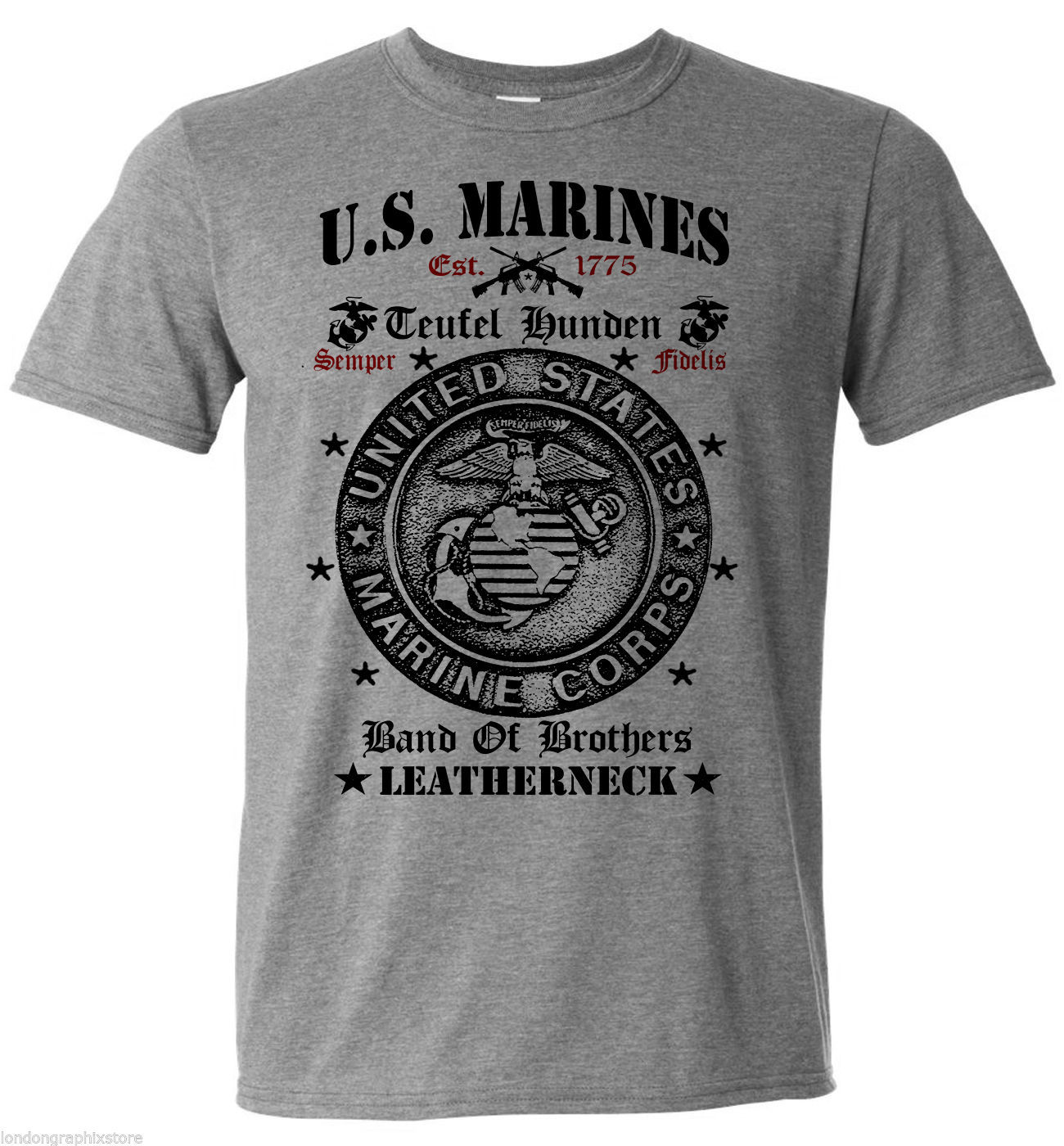 USMC T-shirt, Marines, Semper Fi, Devil Dog, Combat Ribbon, Veteran ...
