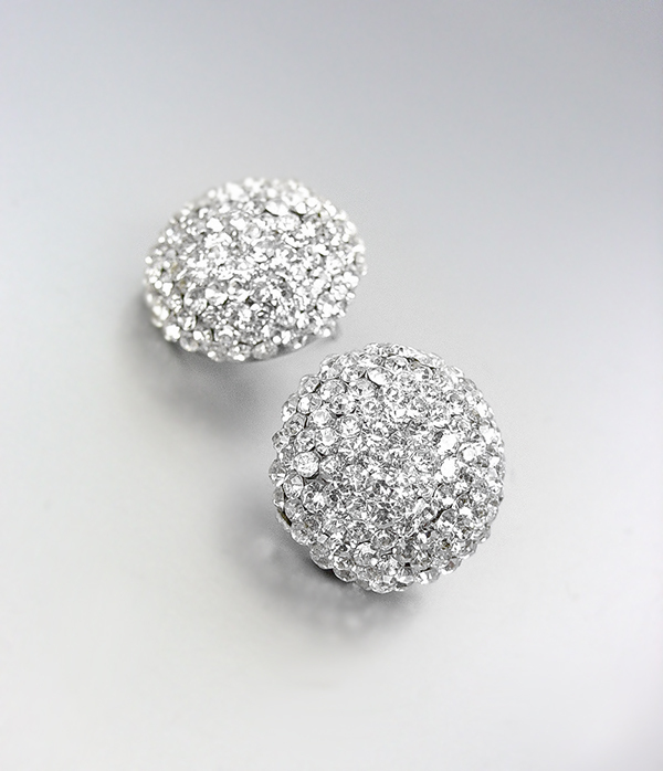 EXQUISITE SPARKLE Pave CZ Crystals Button Stud Earrings Prom Pageant Bridal - $19.99
