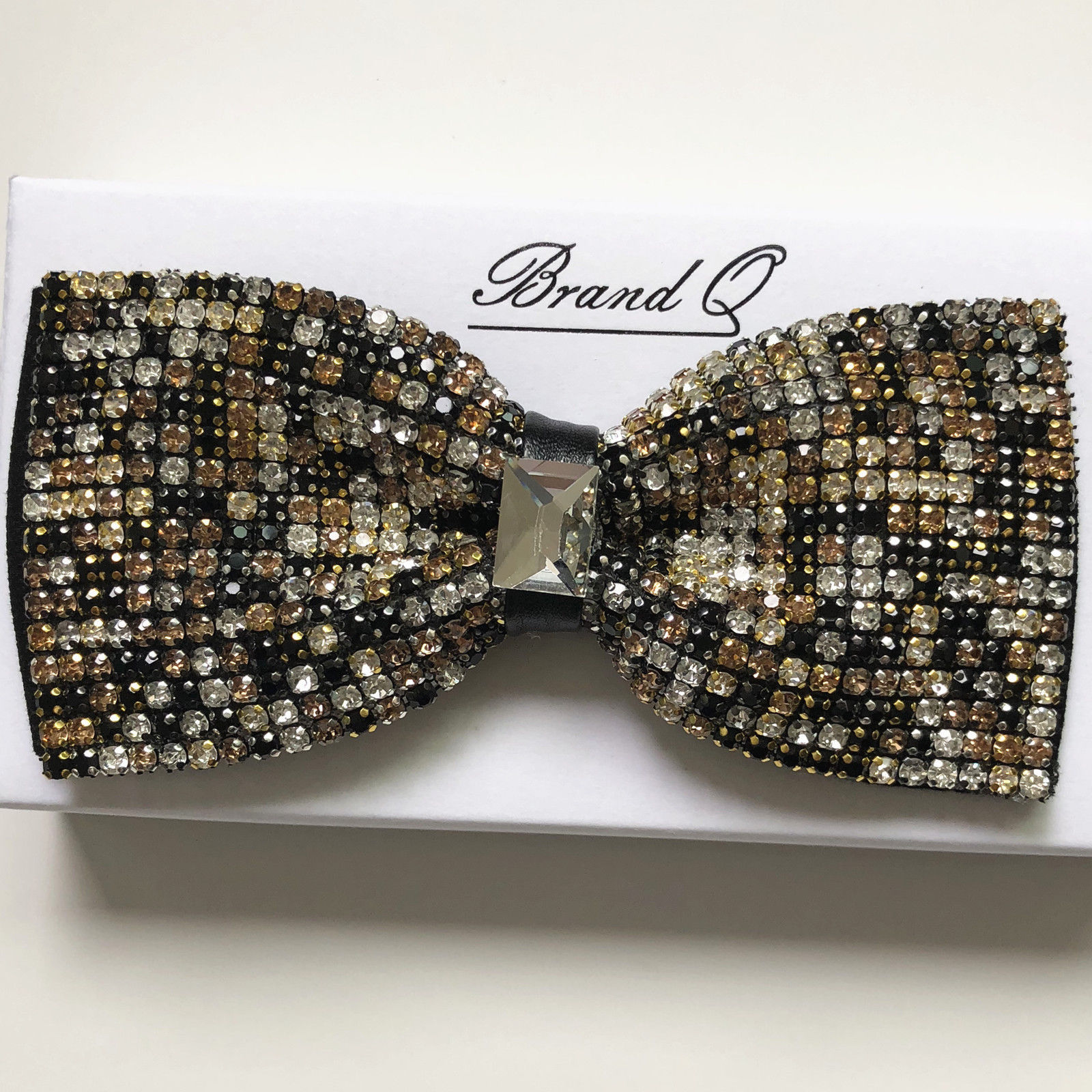 Deluxe Glitter Crystal Rhinestone Pre-tied Tuxedo Bow tie Wedding Prom Party