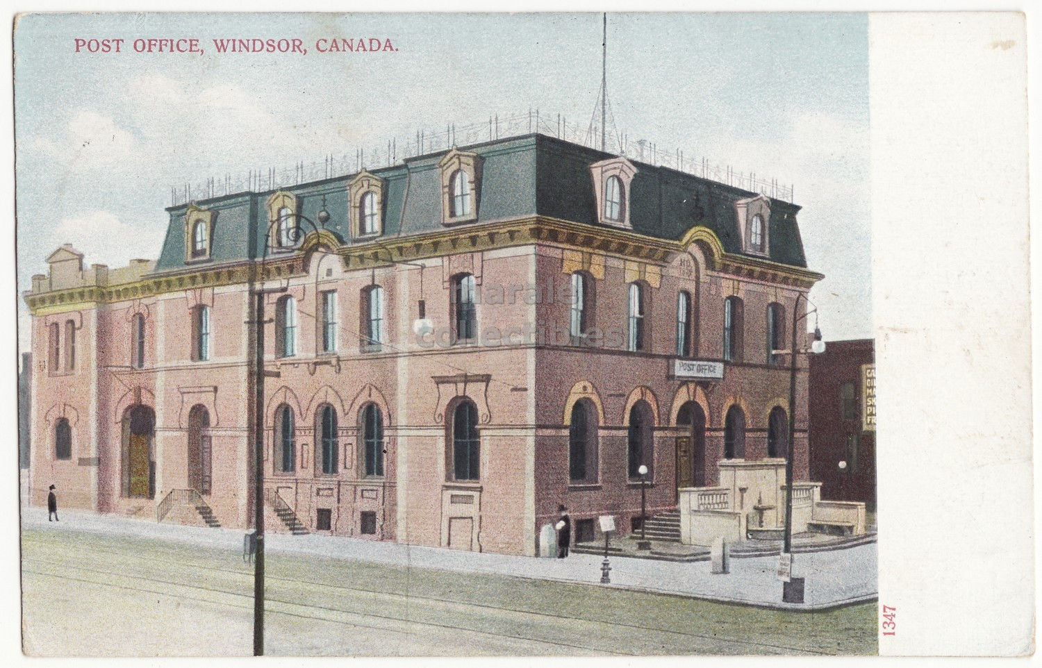 WINDSOR Ontario Canada Post Office Building c1910 postcard