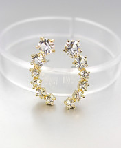 LUXURIOUS 18kt Gold Plated .25ct Diamond CZ Crystals Crescent Earrings - $18.99