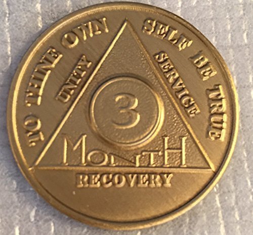 3 Month 90 Days AA Alcoholics Anonymous Medallion Chip Bronze