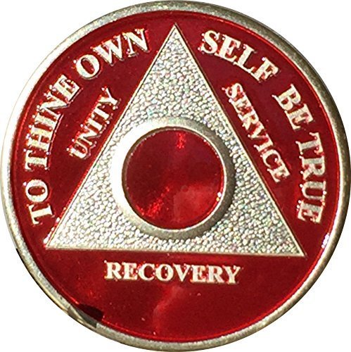 Red Silver Plated AA Medallion Any Year 1 - 65 Alcoholics Anonymous Sobriety ...