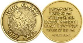 Ride Clean Motorcycle Eagle - Bronze AA-ACA-AL-ANON - Sober / Sobriety /Affir...